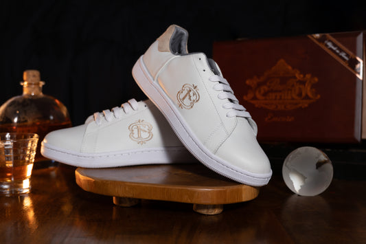 White & beige leather sneaker