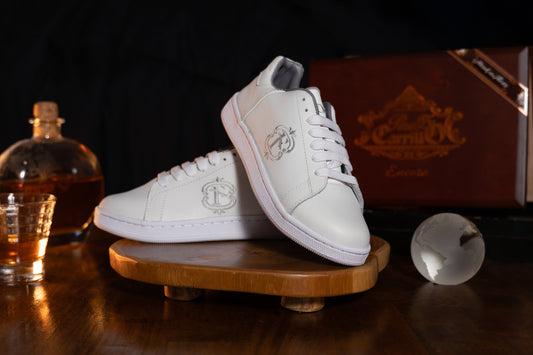 All white leather sneaker