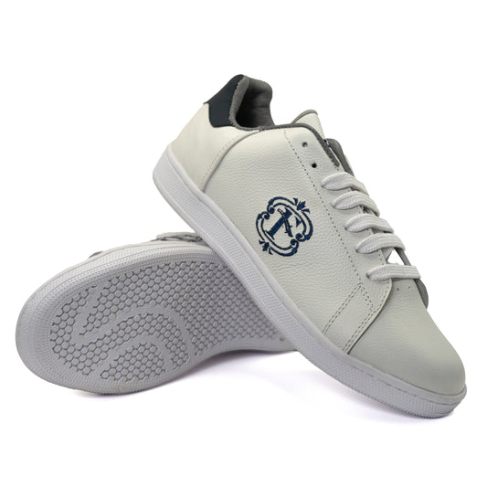 White & Navy blue leather sneaker